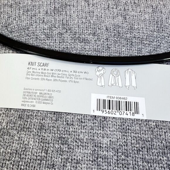 West Loop Knit Scarf LOT 2 Black & Gray Rayon Bled One Size Fits Most 67” Long - Picture 9 of 9